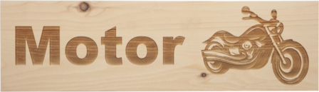 MemoryGift: Massief houten Tekst Bord: Motor (Motor)