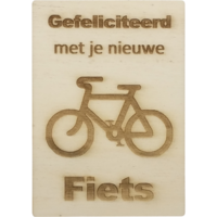 MemoryGift: Houten Kaart A6: Gefeliciteerd met je nieuwe fiets (Fiets)