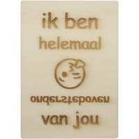 MemoryGift: Houten Kaart A6: Ik ben helemaal ondersteboven van jou (Kus Emotion)