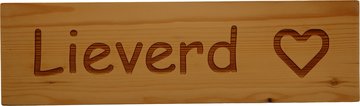 MemoryGift: Massief houten Tekst Bord: Lieverd (hartje)