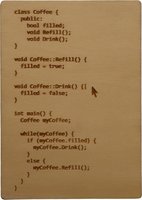 MemoryGift: Houten Kaart A6: Class Coffee Code Loop Joke (Cursor)