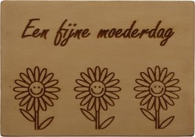 MemoryGift: Houten Kaart A6: Een fijne moederdag (Zonnebloemen)