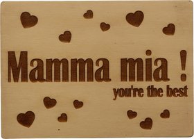 MemoryGift: Houten Kaart A6: Mama mia! You're the best (hartjes)