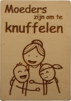 MemoryGift: Houten Kaart A6: Moeders zijn om te knuffelen (kinderen)
