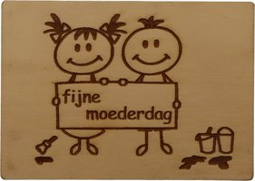 MemoryGift: Houten Kaart A6: Fijne moederdag (kinderen)