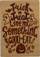 MemoryGift: Houten Kaart A6: Trick or Treat Give Me Something Good to Eat (spoken en pompoen)